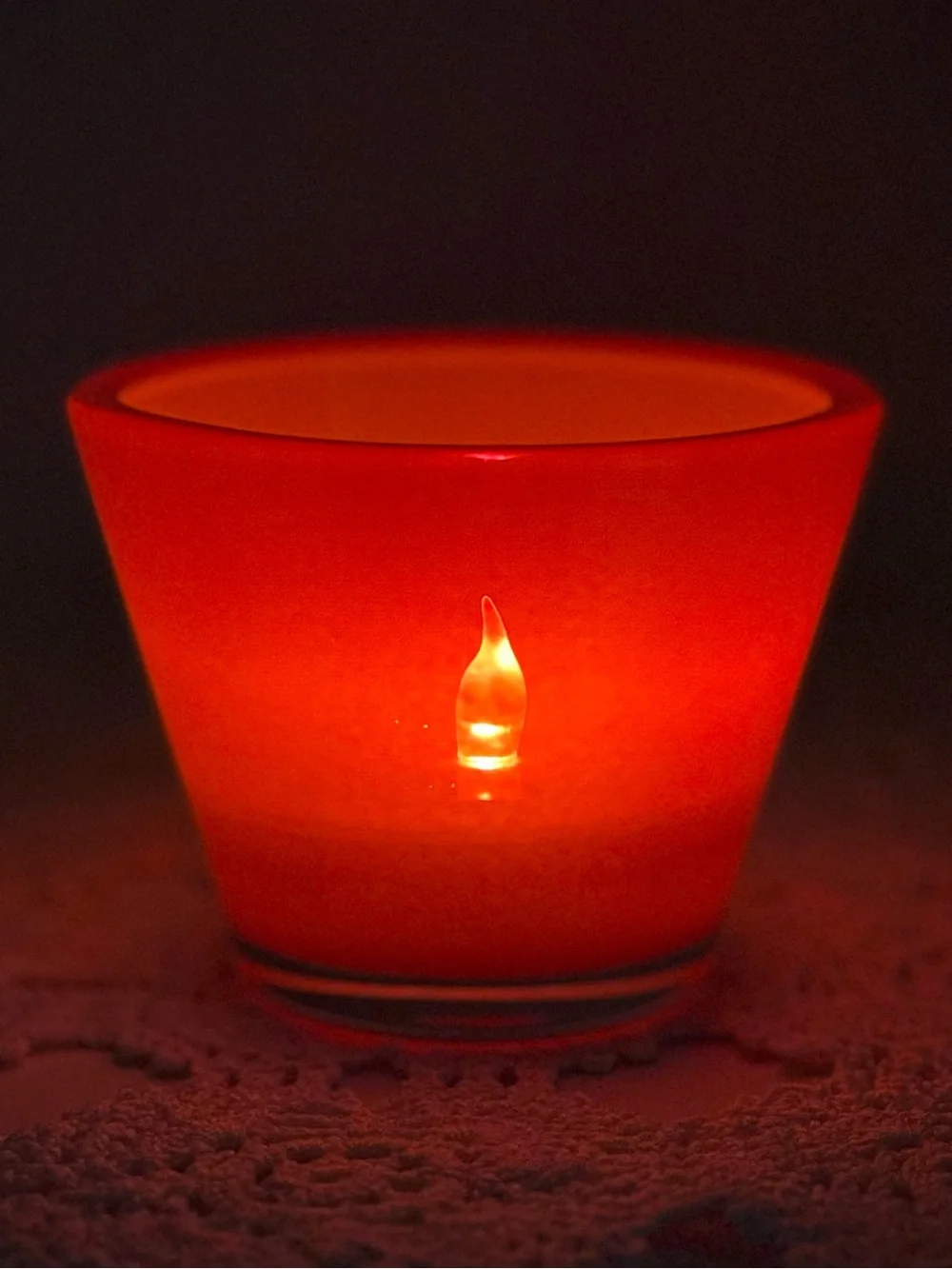 Crate & Barrel Lolli Glass Votive Candle Holders Red Tomato Germany Pair Of Two